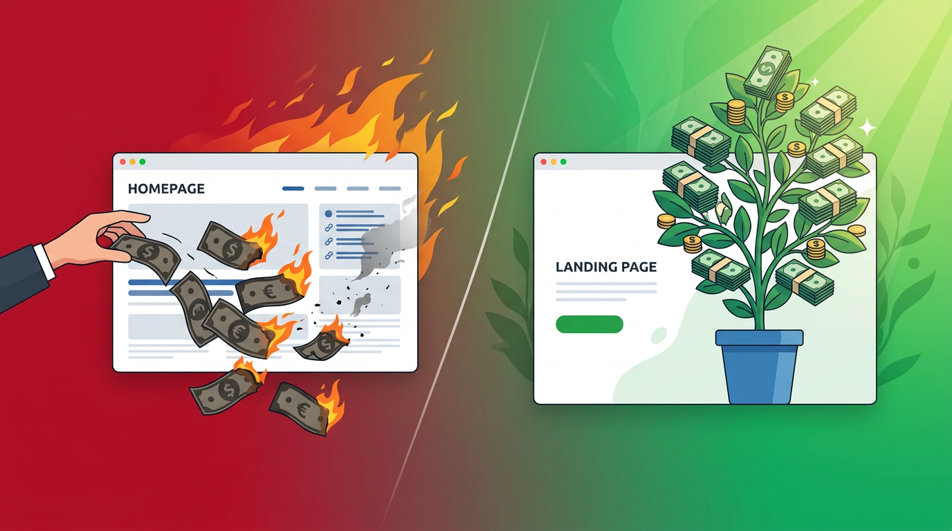 Stop Sending Paid Traffic to Your Homepage. It's Burning Money.