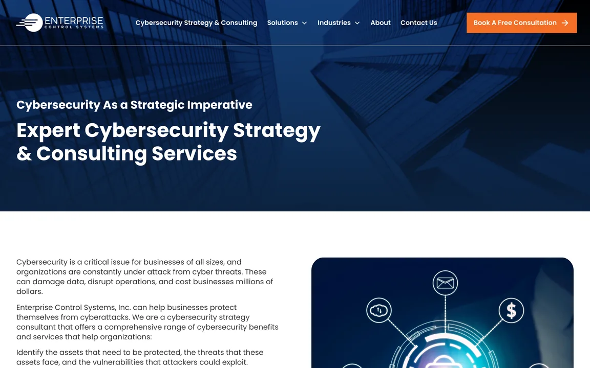 Expert Cybersecurity Strategy and Consulting Services page.