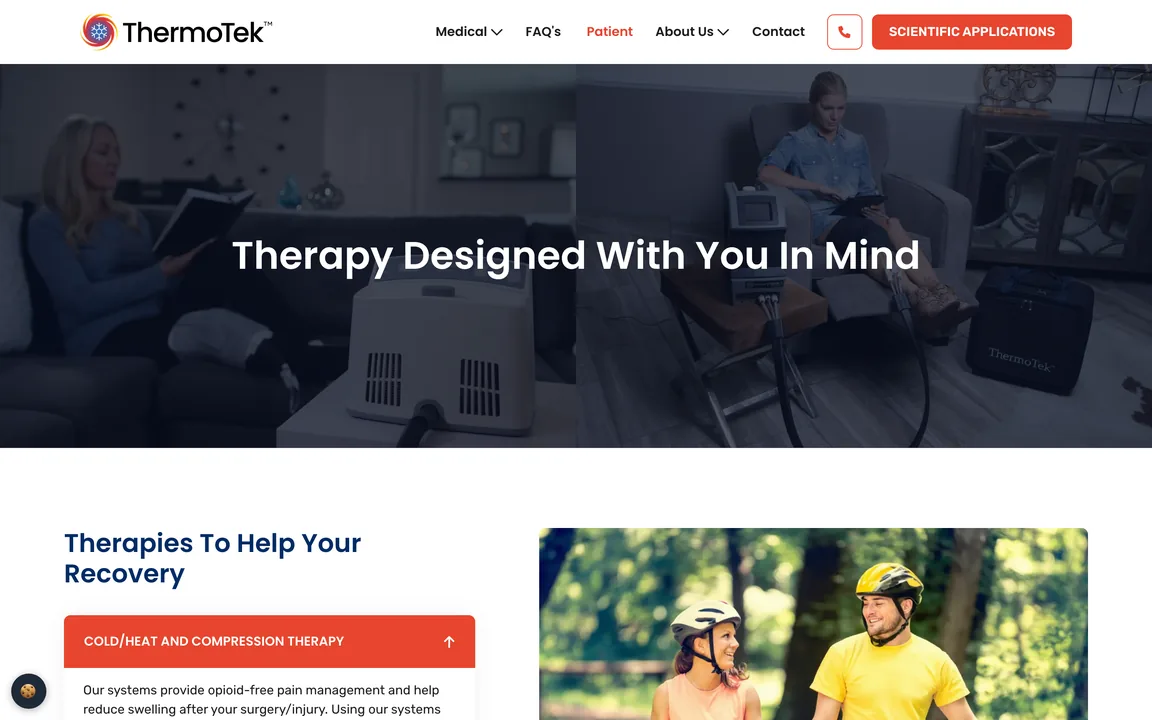 ThermoTek patient page headed "Therapy Designed With You In Mind"